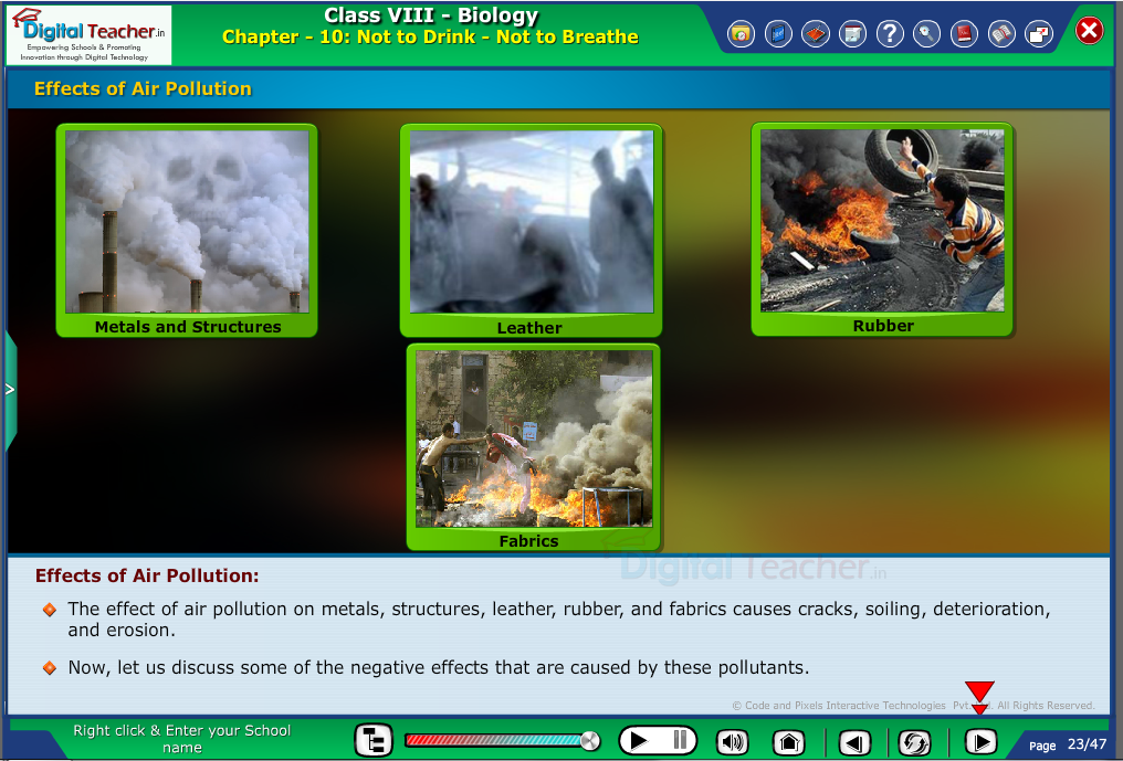 Digital teacher smart class explanation on effects of air pollution