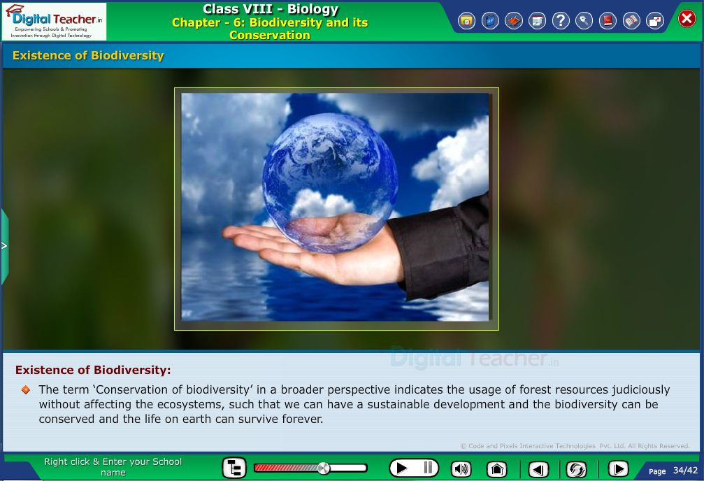 Digital teacher smart class explanation on existence of biodiversity