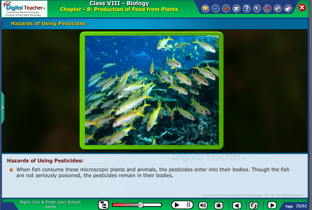 Digital teacher smart class about risk of pesticides in water