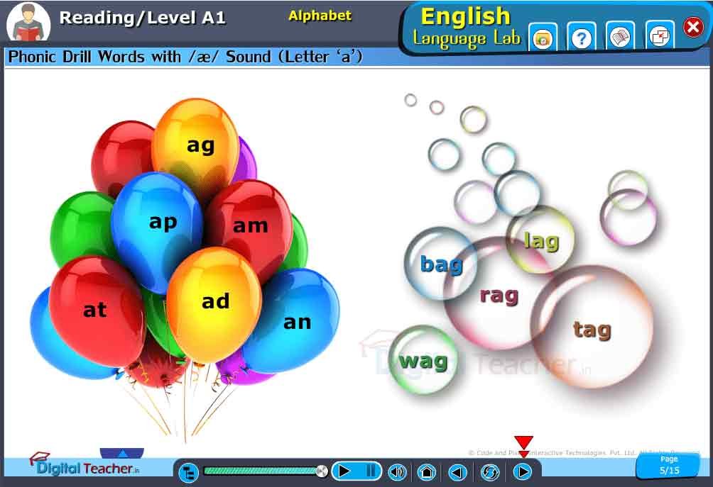 Digital Teacher teaches you Alphabets with exact sounds.