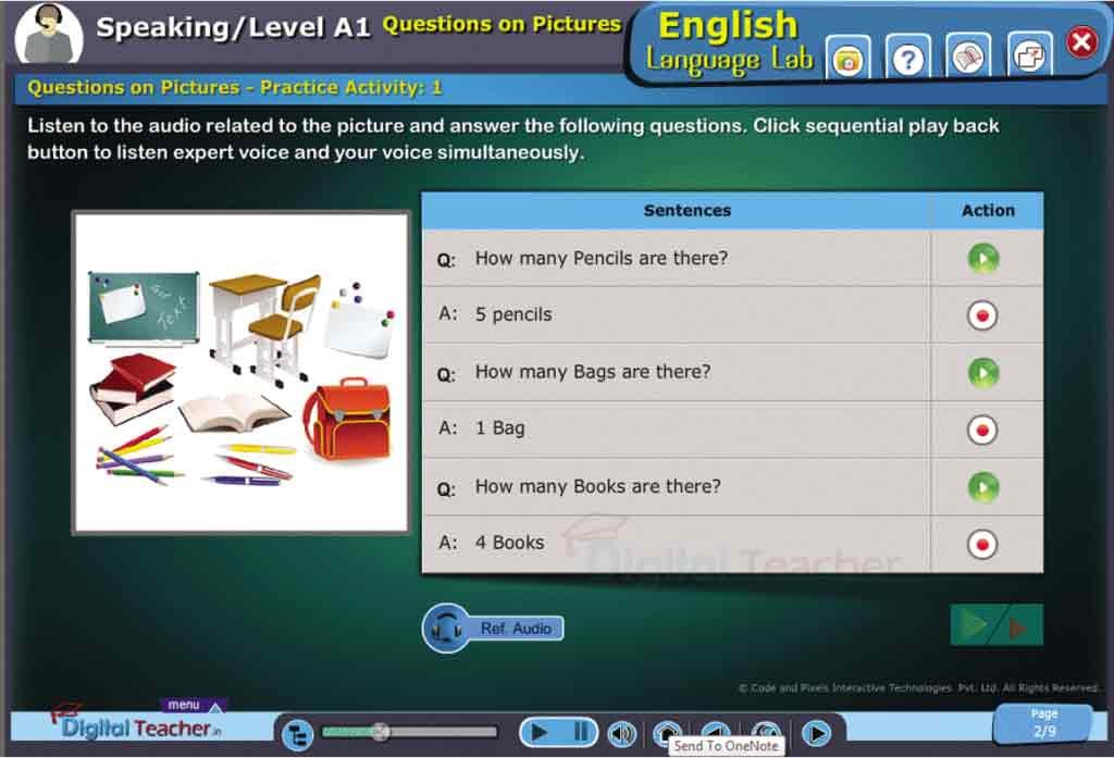 Digital Teacher having the feature like listen the audio and answer the question.