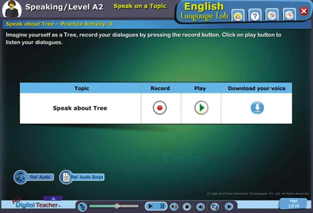 Digital Teacher having the feature like record your dialogues and download that recorded dialogues.