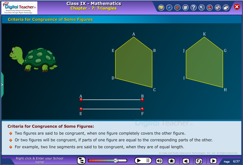 Criteria for congruence of some figures