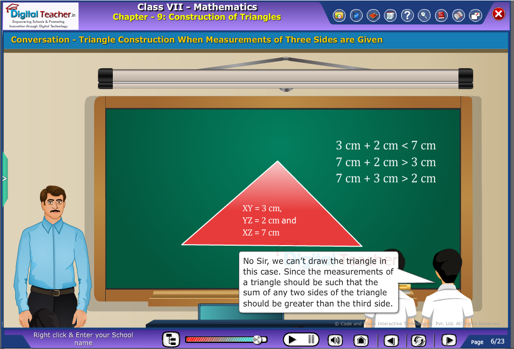 Triangle Construction when measurements of three sides are given