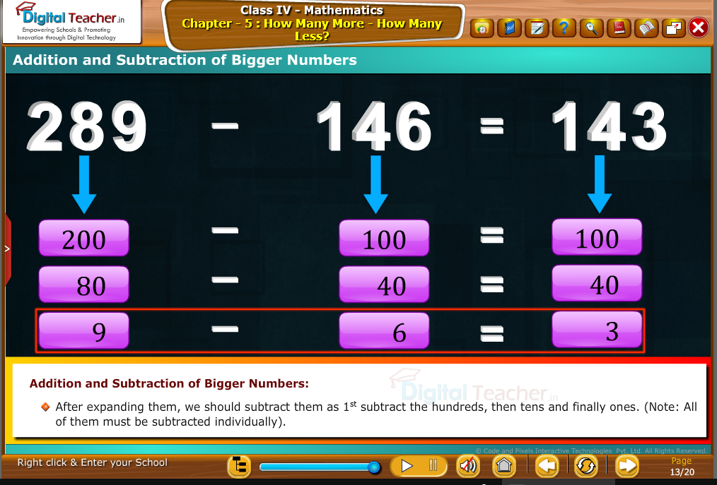 addition and substraction of bigger numbers