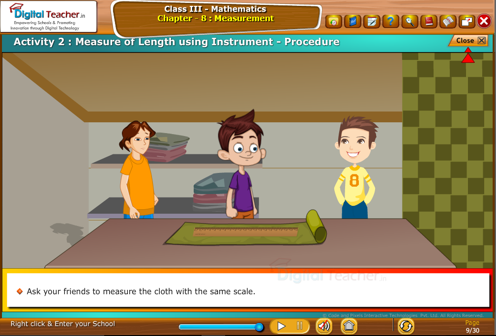 Class 3 Mathematics : Measuring of Lengths with instrument