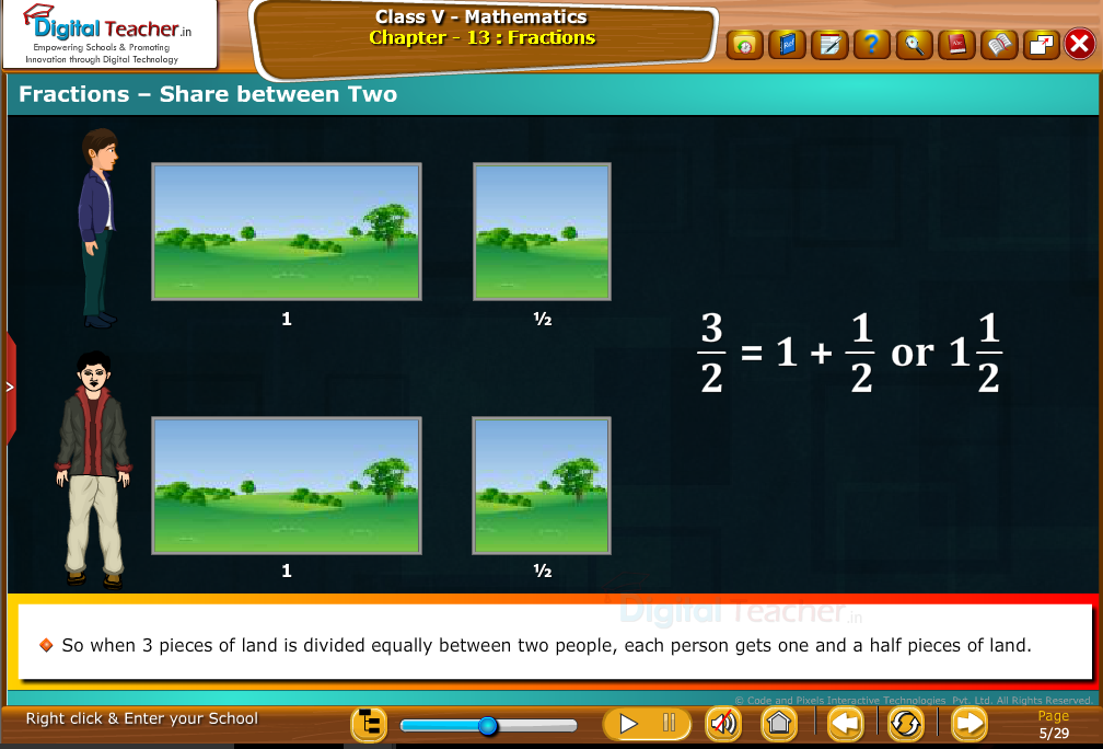 fractions share between two