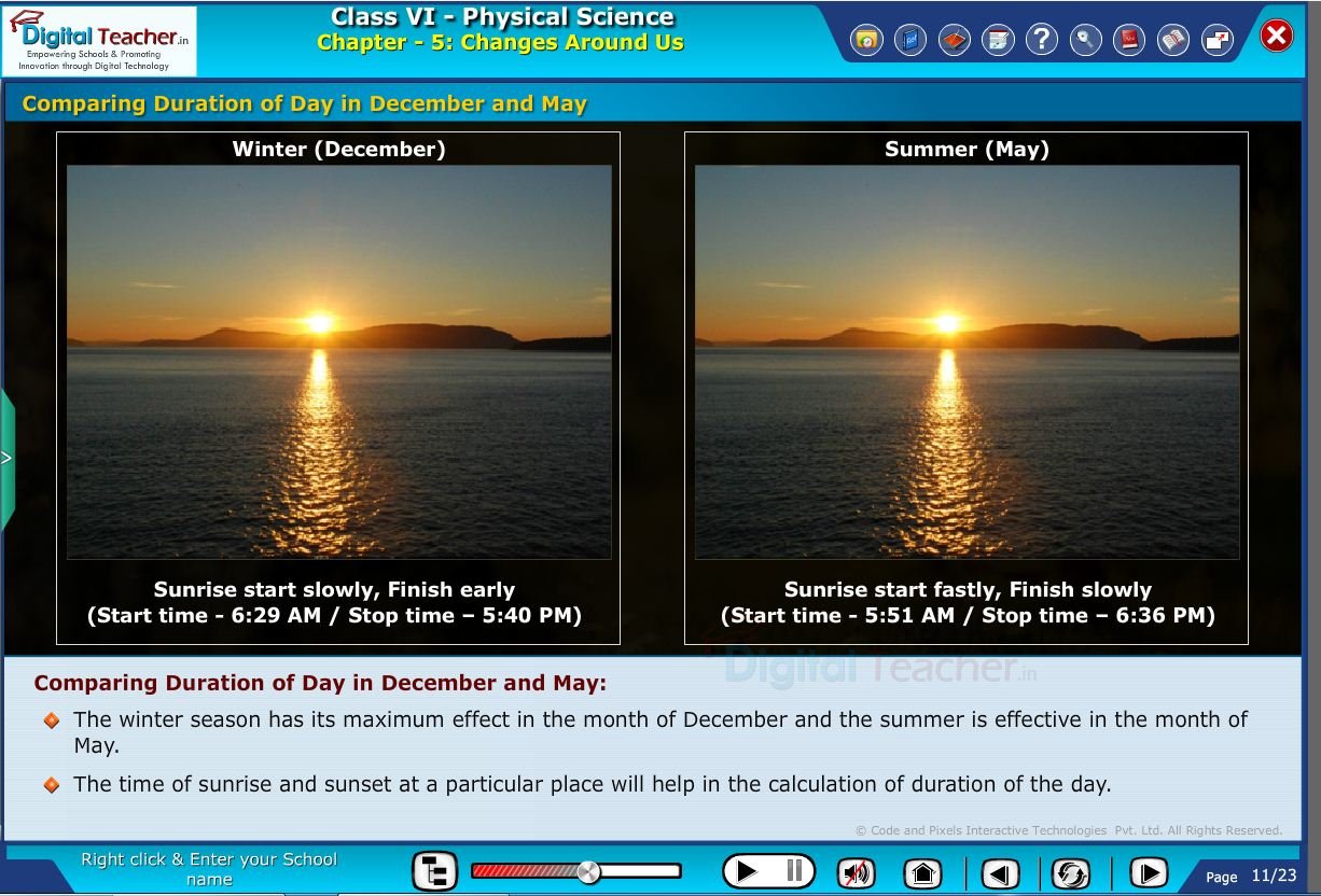 Comparing duration of day in december and may | Digital teacher smart class