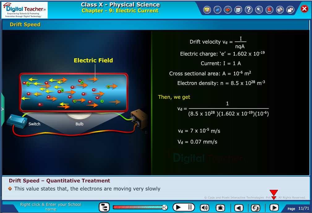 Digital teacher smart class about drift speed