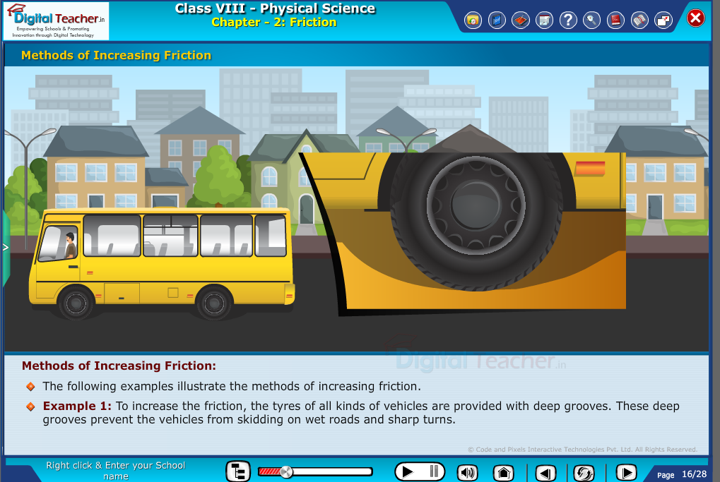 Digital teacher smart class about methods of increasing friction