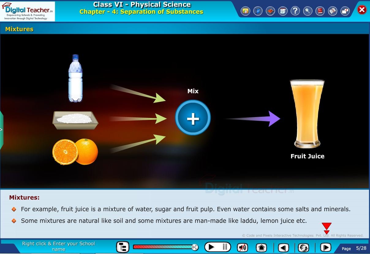 Digital teacher smart class about mixtures - separation of substances