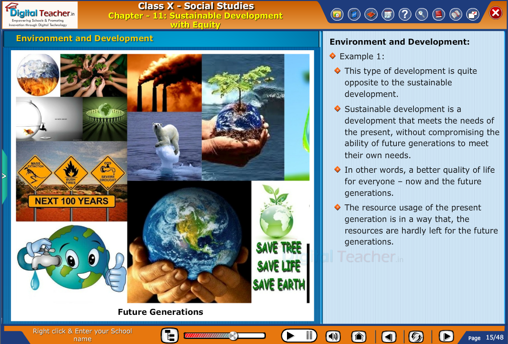 Smart class - social studies on sustainable development with equity about future generations
